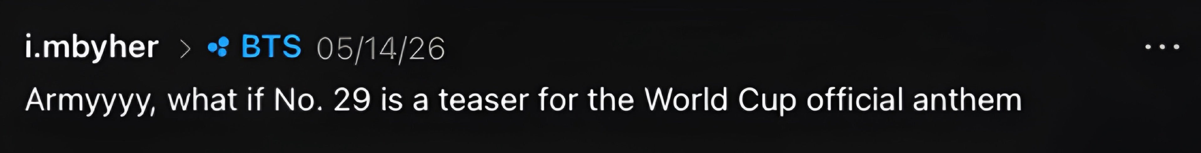 What if N°29 is the World Cup anthem and we just didn't know it yet