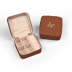 " A little bit zesty, a little bit blue " Leather Jewelry Travel Case : Compact Organizer for Rings, Earrings & Necklaces