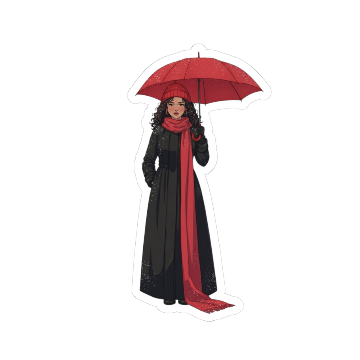 Black Coat Red Umbrella I.M by her Mascot Vinyl Sticker