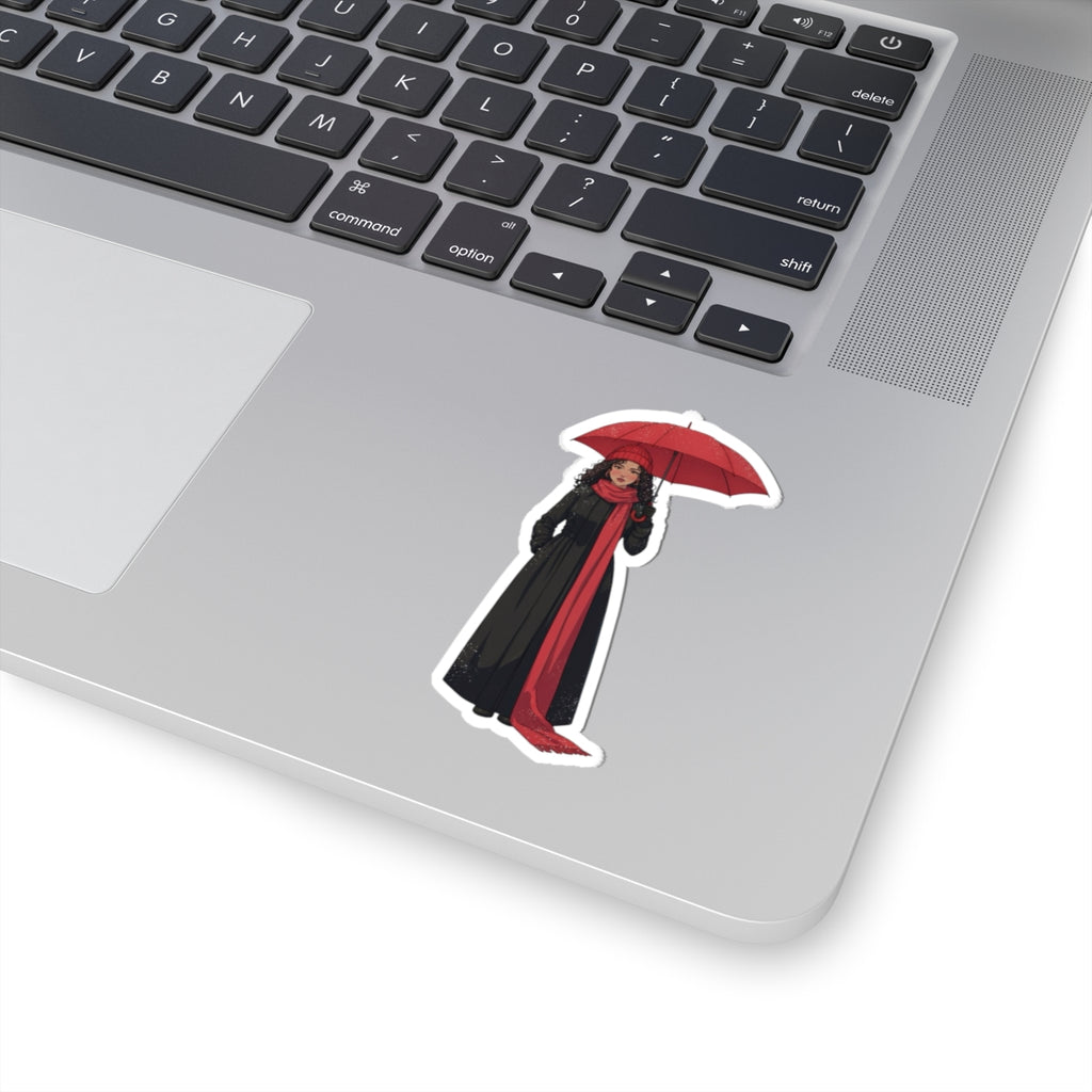 Black Coat Red Umbrella I.M by her Mascot Vinyl Sticker