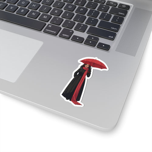 Black Coat Red Umbrella I.M by her Mascot Vinyl Sticker