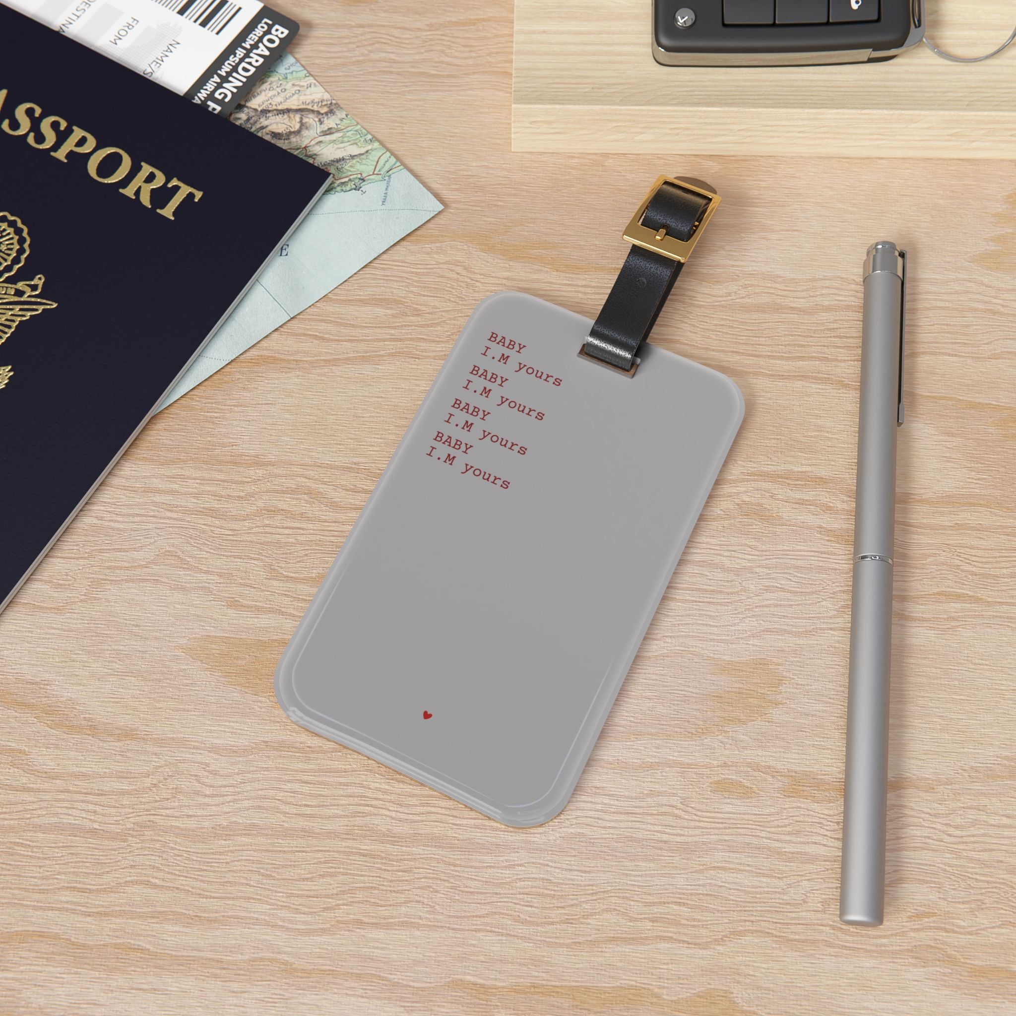 Baby I.M yours Minimal Gray Luggage Tag