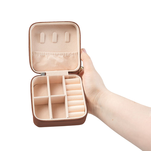 " A little bit zesty, a little bit blue " Leather Jewelry Travel Case : Compact Organizer for Rings, Earrings & Necklaces