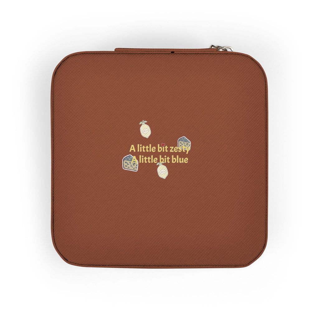 " A little bit zesty, a little bit blue " Leather Jewelry Travel Case : Compact Organizer for Rings, Earrings & Necklaces