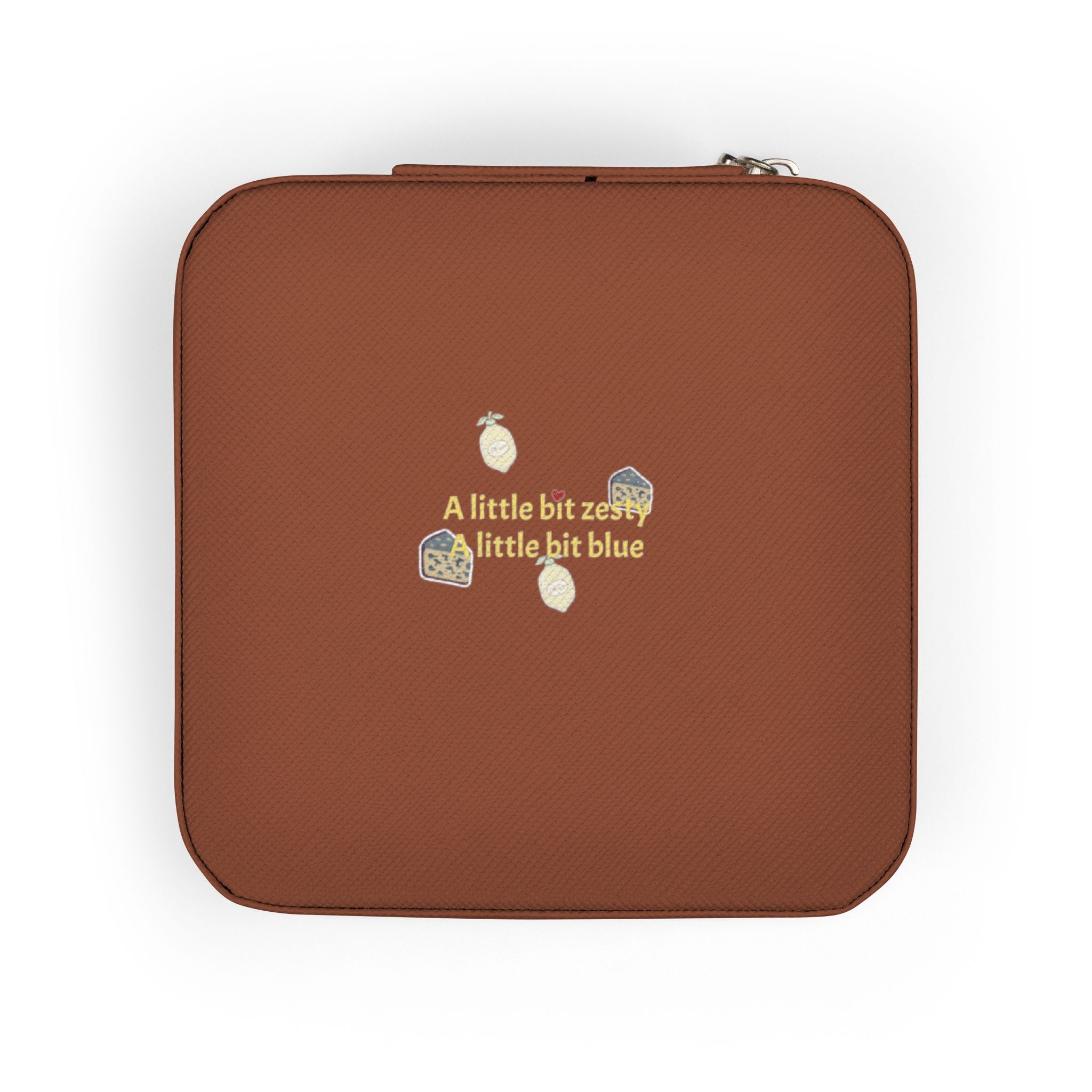 " A little bit zesty, a little bit blue " Leather Jewelry Travel Case : Compact Organizer for Rings, Earrings & Necklaces